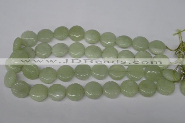 CFG250 15.5 inches 20mm carved coin New jade gemstone beads