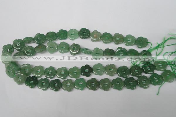 CFG255 15.5 inches 15mm carved flower green aventurine beads