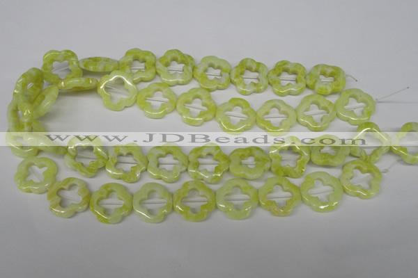 CFG257 15.5 inches 20mm carved flower lemon jade gemstone beads