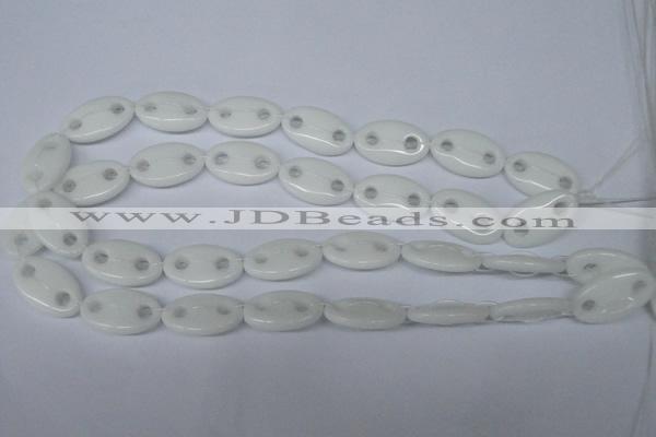 CFG298 15.5 inches 15*25mm carved oval white stone beads