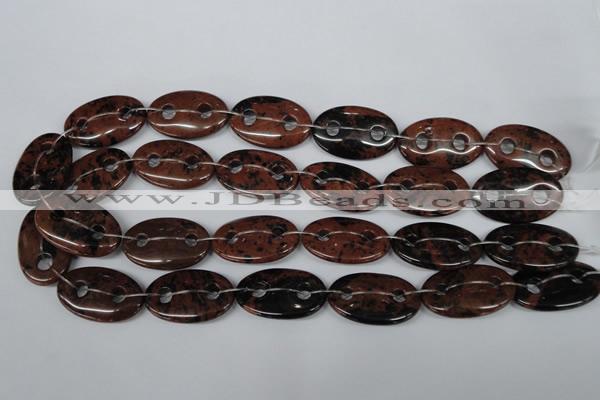 CFG305 15.5 inches 20*30mm carved oval mahogany obsidian beads