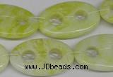 CFG308 15.5 inches 20*30mm carved oval lemon jade gemstone beads