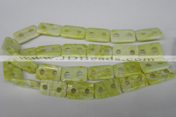 CFG336 15.5 inches 20*30mm carved rectangle lemon jade beads