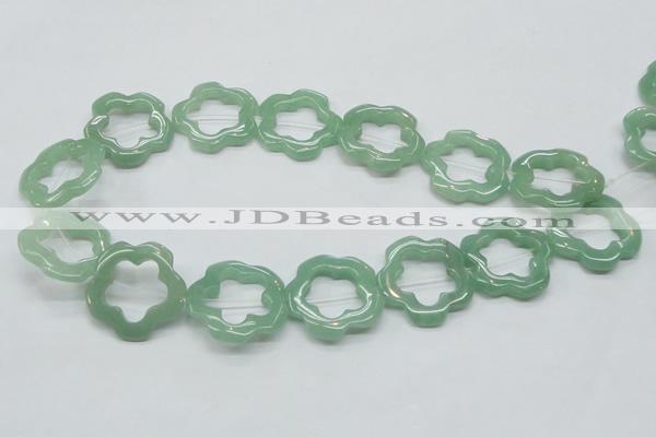 CFG34 15.5 inches 30mm carved flower green aventurine jade beads