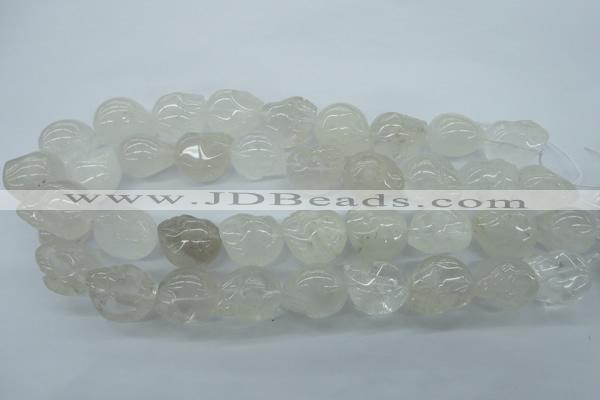 CFG341 15.5 inches 18*22mm carved skull white crystal beads