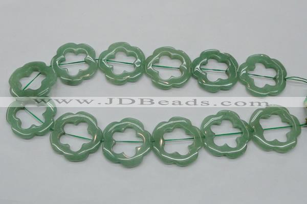 CFG40 15.5 inches 35mm carved flower green aventurine jade beads