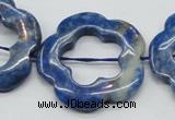 CFG41 15.5 inches 35mm carved flower lapis lazuli gemstone beads