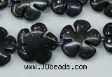 CFG453 15.5 inches 20mm carved flower blue iron stone beads