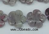 CFG454 15.5 inches 20mm carved flower lilac jasper beads