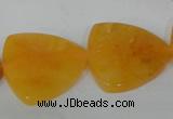 CFG527 15.5 inches 25*25mm carved triangle yellow aventurine beads