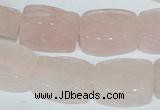 CFG546 15.5 inches 15*20mm carved brick rose quartz beads