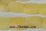 CFG547 15.5 inches 15*20mm carved brick yellow jade beads