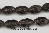 CFG55 15.5 inches 10*16mm carved rice smoky quartz beads