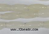 CFG551 15.5 inches 8*20mm carved rice white jade beads