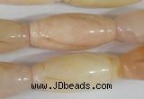 CFG555 15.5 inches 15*35mm carved rice pink aventurine beads