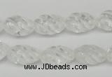 CFG56 15.5 inches 10*16mm carved rice white crystal gemstone beads