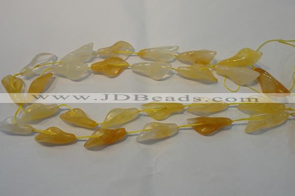 CFG561 15.5 inches 14*28mm carved trumpet flower yellow aventurine beads