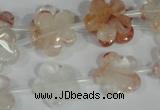 CFG657 15.5 inches 15mm carved flower pink quartz beads