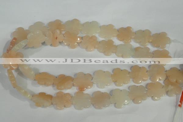 CFG667 15.5 inches 20mm carved flower pink aventurine jade beads