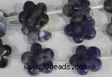 CFG669 15.5 inches 15mm carved flower sodalite gemstone beads