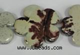 CFG689 15.5 inches 30mm carved flower artistic jasper beads