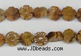 CFG69 15.5 inches 10mm carved flower yellow tiger eye gemstone beads