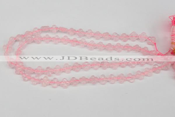 CFG72 15.5 inches 11*11mm carved flower rose quartz gemstone beads