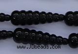 CFG761 15.5 inches 10*35mm carved teardrop black agate beads