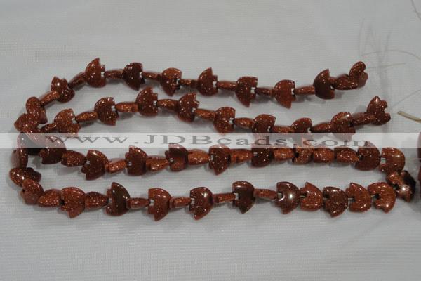 CFG768 15.5 inches 10*15mm carved animal goldstone gemstone beads