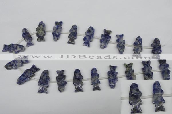 CFG851 Top-drilled 10*26mm carved animal sodalite gemstone beads