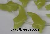 CFG854 Top-drilled 12*25mm carved animal yellow jade beads