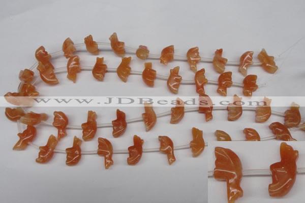 CFG858 Top-drilled 10*20mm carved animal red aventurine beads