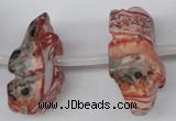 CFG863 Top-drilled 12*18mm carved animal red zebra jasper beads