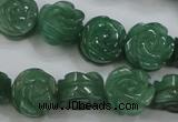 CFG889 15.5 inches 14mm carved flower green aventurine beads