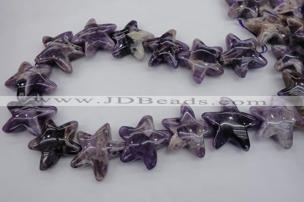 CFG910 15.5 inches 30*33mm carved star dogtooth amethyst beads