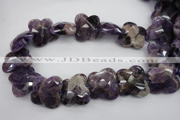 CFG917 30*33mm faceted & carved butterfly dogtooth amethyst beads