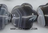 CFG947 15.5 inches 32*33mm carved flower grey botswana agate beads