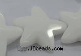 CFG969 15.5 inches 30*33mm faceted & carved star white porcelain beads