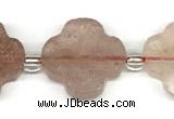 CFG995 15 inches 16mm - 17mm carved flower strawberry quartz beads