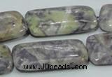 CFJ11 15.5 inches 15*30mm rectangle natural purple flower stone beads