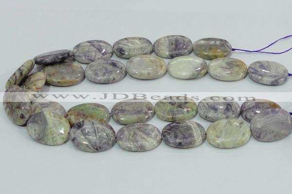 CFJ14 15.5 inches 18*25mm oval natural purple flower stone beads