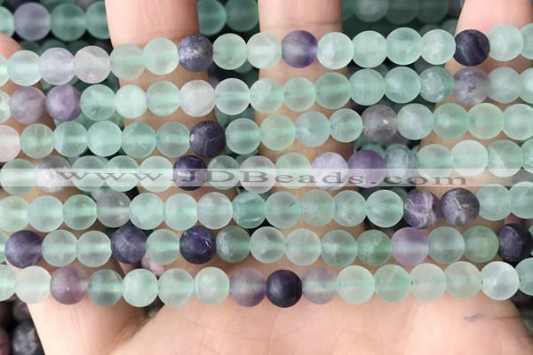 CFL1146 15.5 inches 6mm round matte fluorite beads wholesale