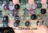 CLF1158 15.5 inches 12mm faceetd round fluorite gemstone beads