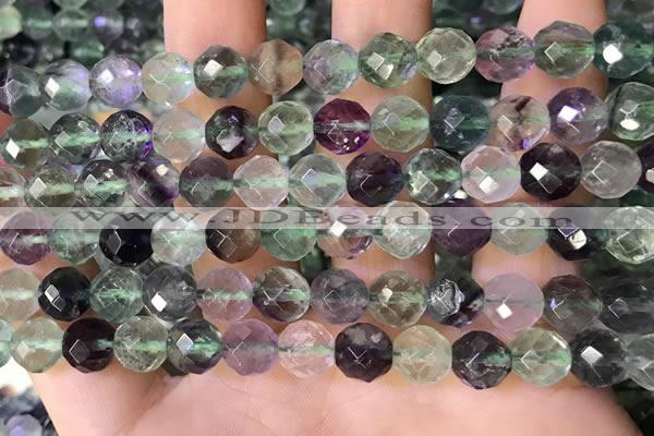 CLF1162 15.5 inches 8mm faceetd round fluorite gemstone beads