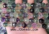 CLF1163 15.5 inches 10mm faceetd round fluorite gemstone beads