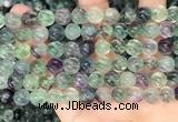 CLF1167 15.5 inches 8mm carved round fluorite gemstone beads