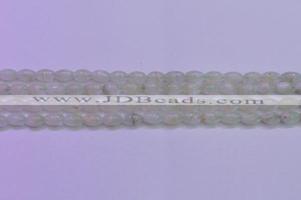 CFL1200 15.5 inches 6*10mm rice green fluorite gemstone beads