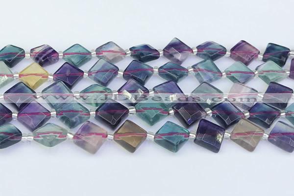 CFL1230 15.5 inches 12mm faceted diamond fluorite beads