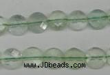 CFL132 15.5 inches 10mm faceted coin green fluorite beads