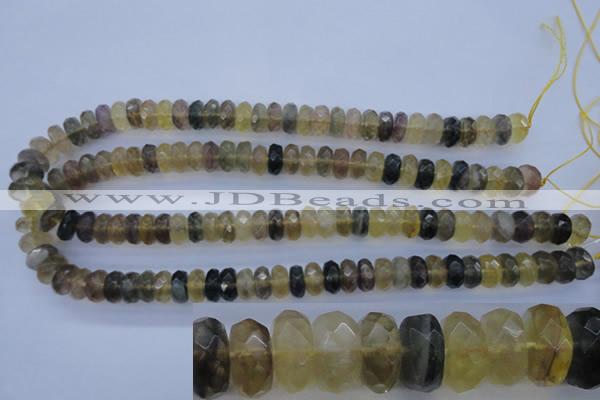 CFL143 15.5 inches 6*12mm faceted rondelle yellow fluorite beads